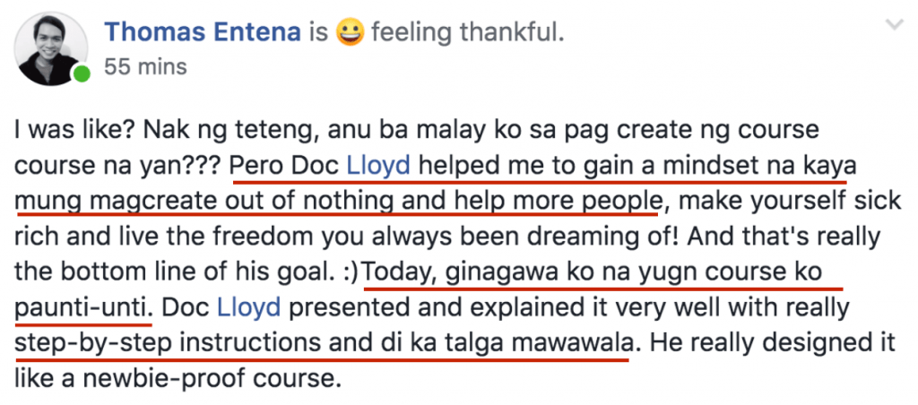 Thomas Entena Testimonial